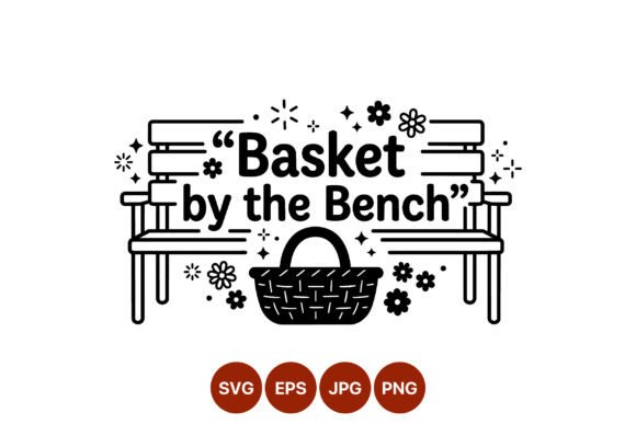 Basket by the Bench Vector Art Graphics