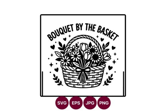 Bouquet by the Basket Floral Vector