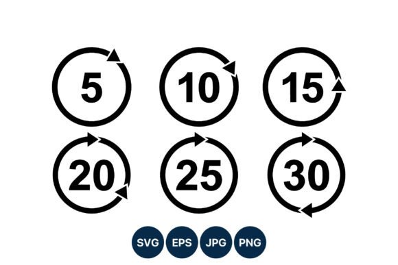 Circular Arrow Numbers 5 to 30 Icons