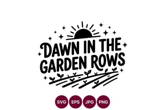 Dawn in Garden Rows Vector Art Graphics