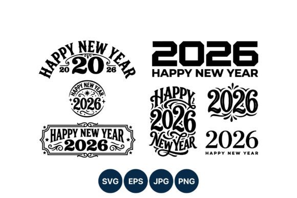 Happy New Year 2026 Lettering Collection
