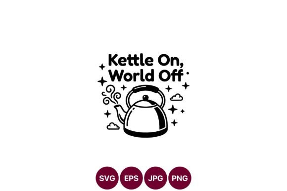 Kettle on World off Black Line Art Graphics
