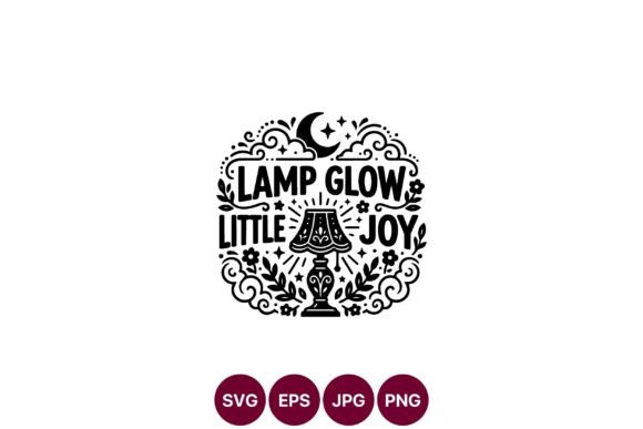 Lamp Glow Little Joy Black Vector: A Refined Graphic for Creative Marketplaces