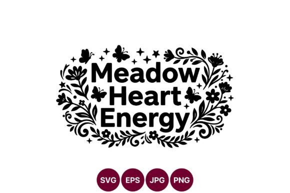 Meadow Heart Energy Floral Phrase Vector: Graphics & Illustrations