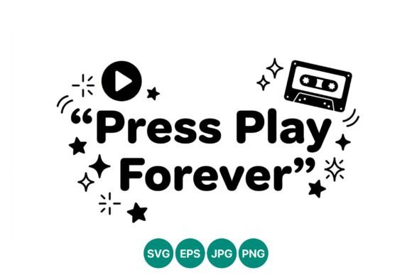 Press Play Forever Cassette Vector