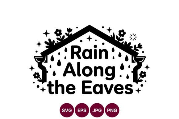 Rain Along the Eaves Line Art Graphics