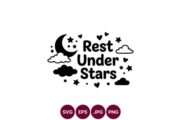 Rest Under Stars Moon and Hearts Vector: A Playful Design Asset for Creative Projects