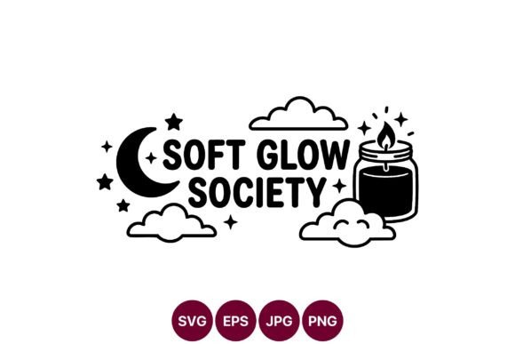 Soft Glow Society Moon Stars Candle: A Graphic Asset for Modern Branding and Creative Projects