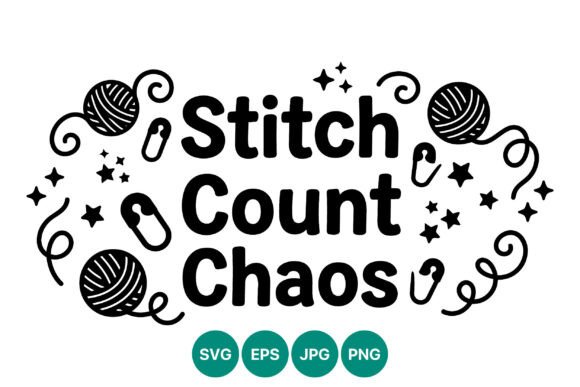 Stitch Count Chaos Knitting Balls Vector Graphics